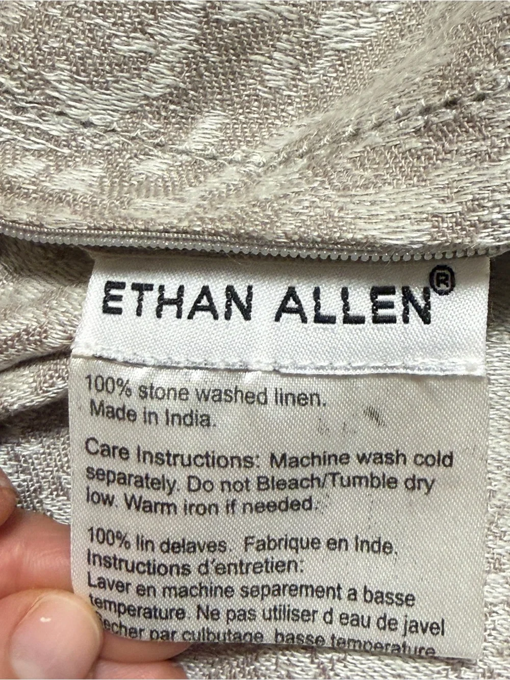 Ethan Allen Set of 2 Queen Linen Pillow Shams Gray Paisley